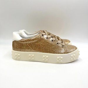 Katy Perry Womens Size‎ 7.5 The Florral Champagne Sparkly Sneakers Shoes 7.5M